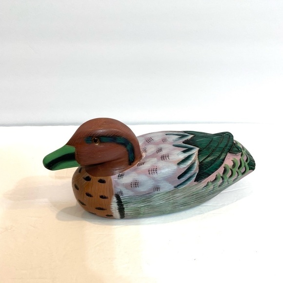 Vintage Hand Carved Painted Duck Decoy Cottage Lake Decor 10” VTG - Picture 1 of 7